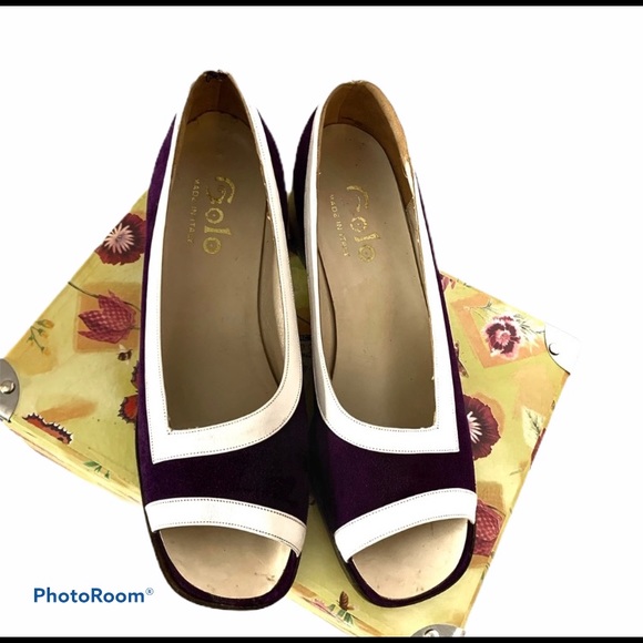 Golo Open Toe Purple Suede Chunky Heel Shoe 8-1/2B - Picture 4 of 9